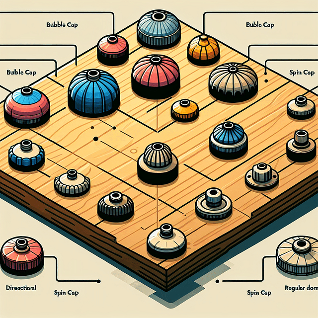 different types of carb caps on a table