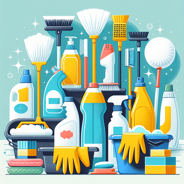 cleaning supplies for banger arranged on a table