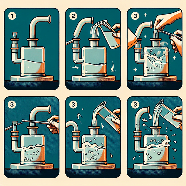 water rinsing through a dab rig washing away residue