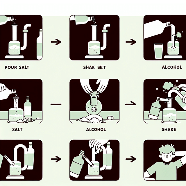 animated sequence of a dab rig being shaken with salt and alcohol inside