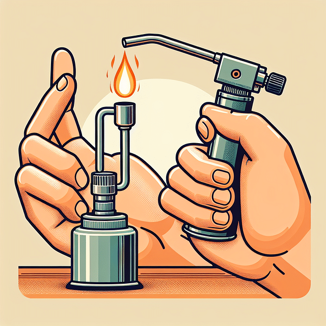 heating a dab rig nail with a butane torch