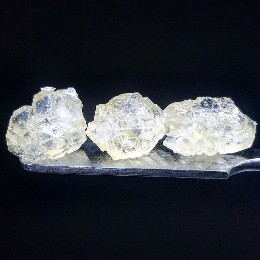Close-up view of diamond dabs, a popular form of cannabis concentrate