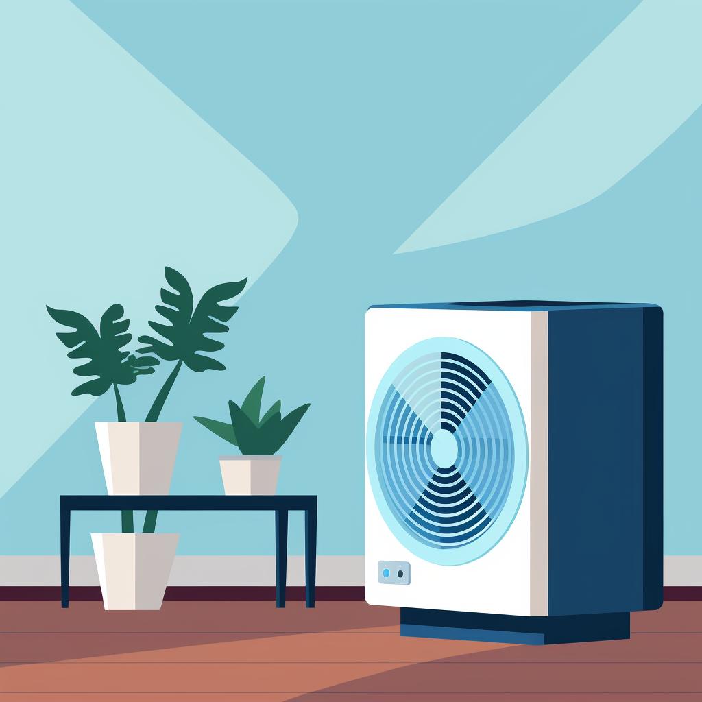 Air purifier placed centrally in a room