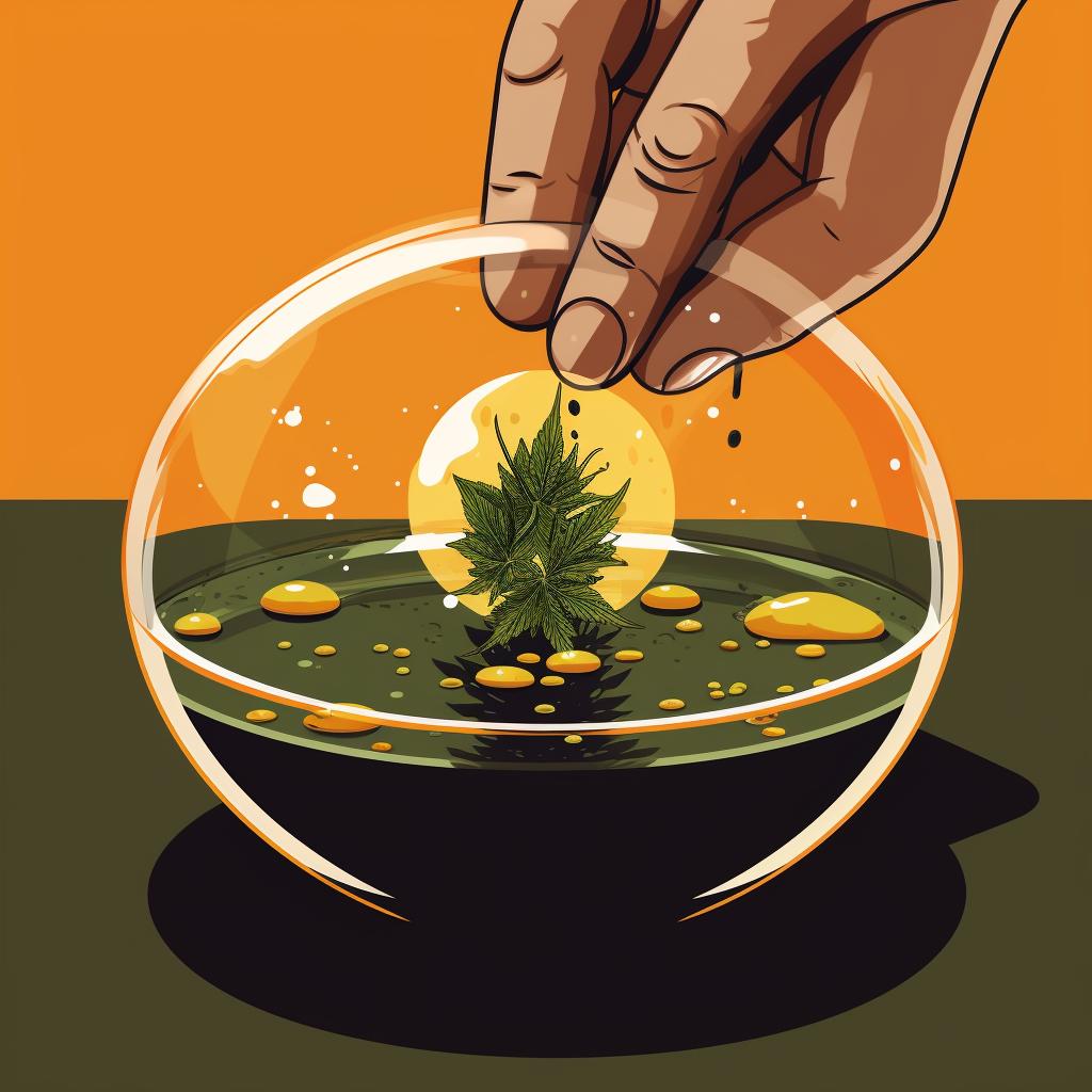 Close-up of a person rolling a small amount of dabs weed into a ball