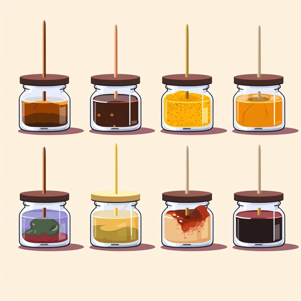 Different types of dabs displayed in separate containers.