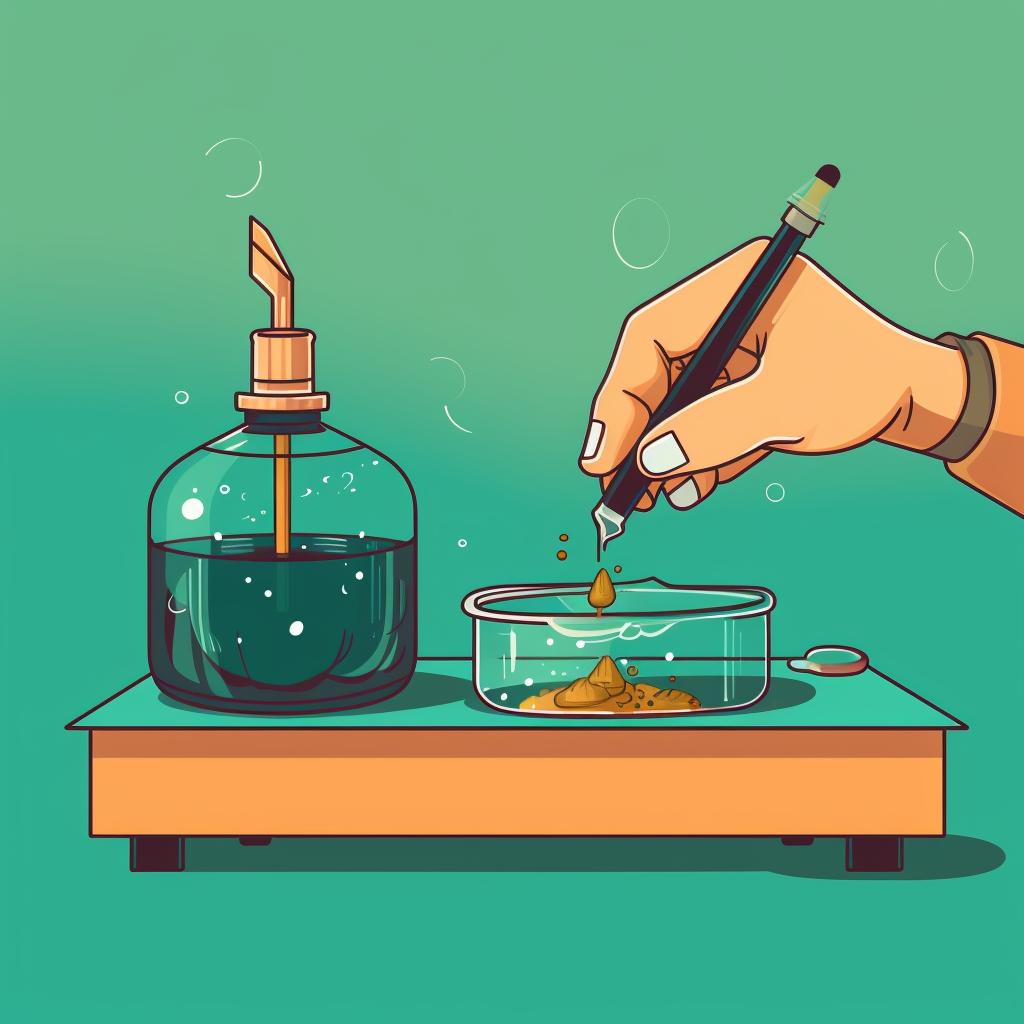 A dab tool applying concentrate to a cooled nail on a dab rig
